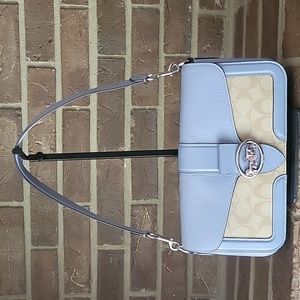 Coach Georgie Shoulder Bag In Signature Canvas Khaki/Blue